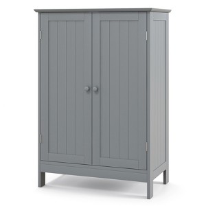 Costway Bathroom Floor Cabinet Wooden Floor Storage Cabinet Living Room Modern Grey - 1 of 4