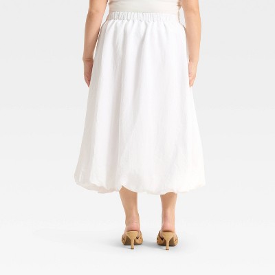Women's Midi A-Line Skirt A New Day White XXL