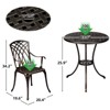 3-Piece Cast Aluminum Patio Bistro Set with Umbrella Hole, Rust-Resistant Outdoor Table & Chairs for Garden, Backyard, Patio, Balcony, Brown - 2 of 4