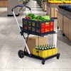 Collapsible Shopping Cart, Foldable Grocery Cart with Wheels and Removable Storage Crate, 2-Tier Portable Utility Cart for Groceries, Supermarket - 3 of 4
