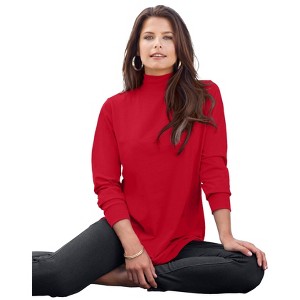 Roaman's Women's Plus Size Long Sleeve Mockneck Ultimate Tee - 1 of 4