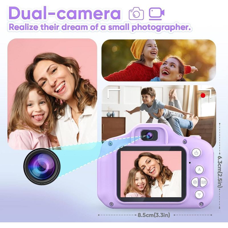 Link Kids Digital Camera 2" Color Display 1080P 3 Megapixel 32GB SD Card Selfie Mode Silicone Cover BONUS Card Reader Included Boys/Girls Great Gift, 4 of 6