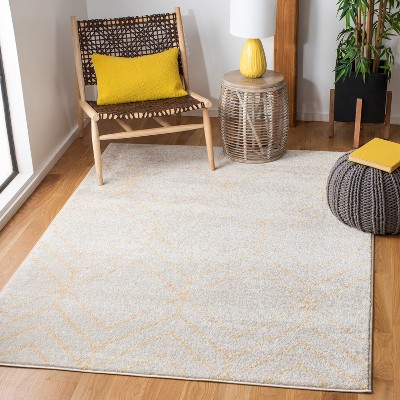 Chic Ivory & Gold Geometric Easy-Care Synthetic Area Rug - 5'1" x 7'6"