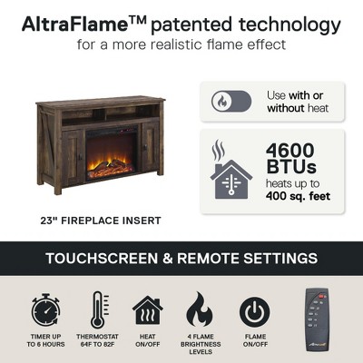 Rustic Brown Electric Fireplace TV Console with Cabinets