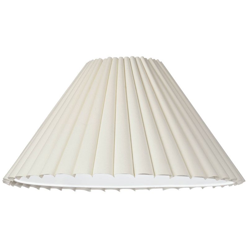 Springcrest Set of 2 Box Pleat Empire Lamp Shades Antique White Large 7" Top x 20.5" Bottom x 10.75" High Spider Harp and Finial, 3 of 7