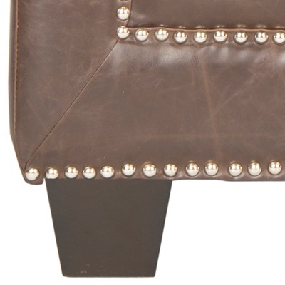 Antique Brown Faux Leather Geometric Accent Arm Chair