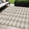 Taupe And Ivory Geometric Washable Indoor Outdoor Area Rug - 2 of 4