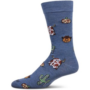 Memoi Men's Spooky Western-Themed Halloween Holiday Crew Sock Denim Heather 10-13 - 1 of 4