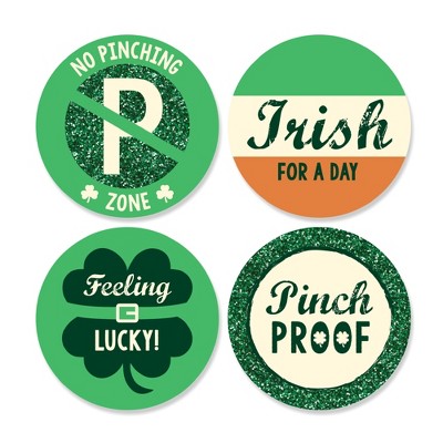 Big Dot of Happiness St. Patrick's Day - Assorted St. Paddy's Day Party Circle Sticker Labels - 24 Count