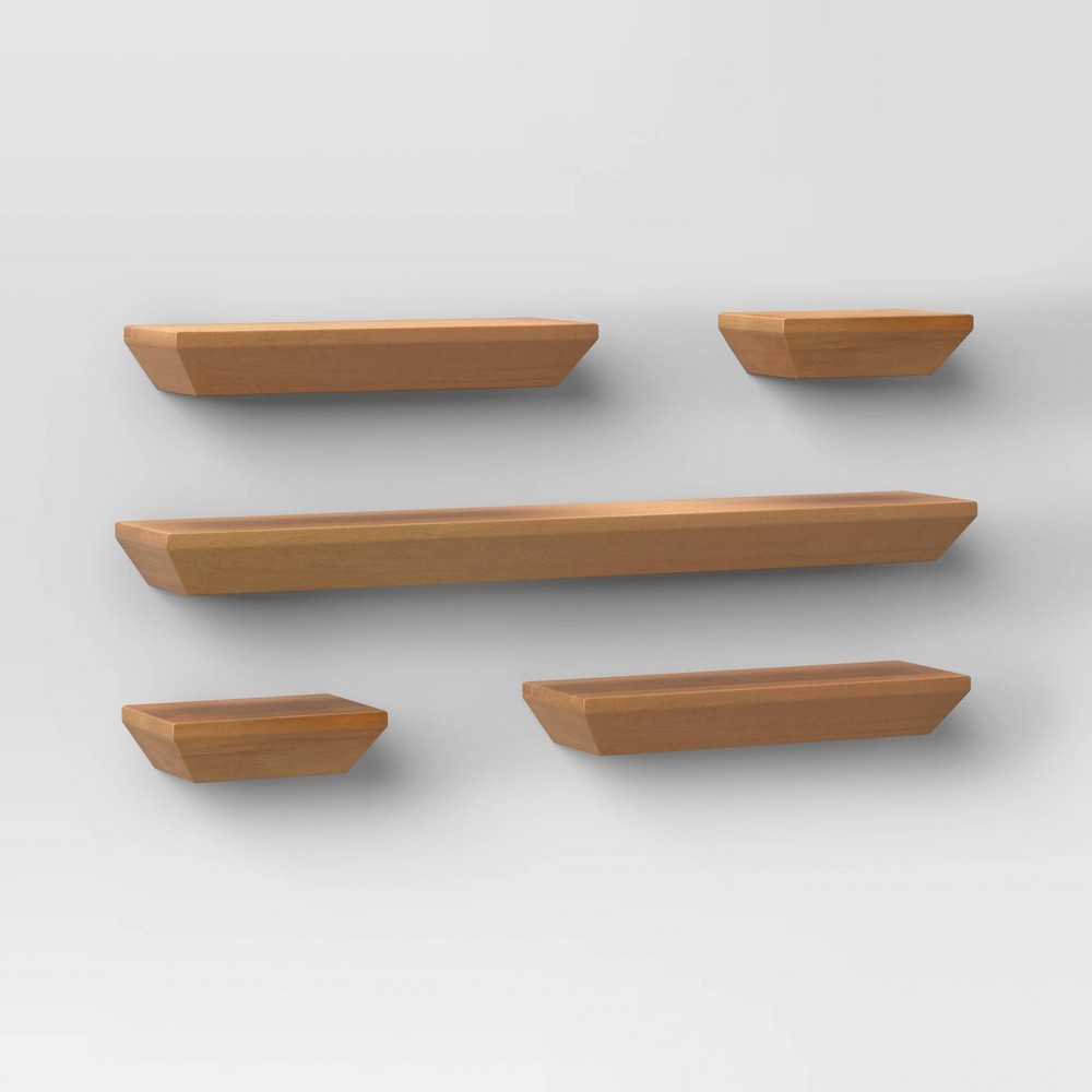 Photos - Wall Shelf 5pc Wedge Shelves Natural - Threshold™