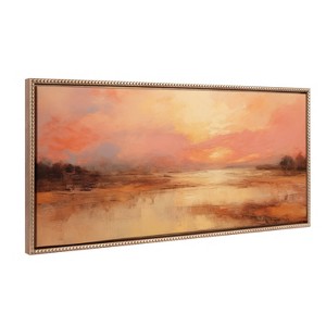 Kate & Laurel All Things Decor 18"x40" Sylvie Beaded Peach Landscape Framed Canvas by The Creative Bunch Studio Gold - 1 of 4