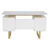 PAGED Modern Wooden Computer Desk, Home Office Desk with 3 Storage Drawers, Shelf, Elevated Wooden Desktop for Office, Study - 4 of 4