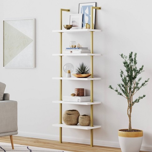 Theo Rattan Wood Bookshelf with Cabinet Storage