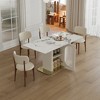 KWPZQEB 63" Rectangular Dining Table, Modern Dining Room Table with Sintered Stone Tabletop, Acrylic Door Cabinet & Solid Wood Base for Apartment - 2 of 4