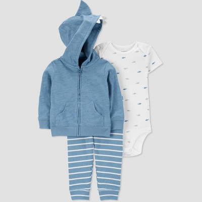 Image of Carter's Just One You®️ Baby Boys' Teal Shark Top and Bottom Set - Blue 24M