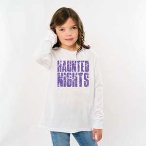 Haunted Nights Block Distressed - Youth Long Sleeve Graphic T-Shirt - 1 of 4