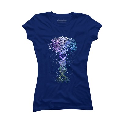 Junior's Design By Humans DNA Tree Life Earth Genetics Biologist Science Gift By Luckyst T-Shirt