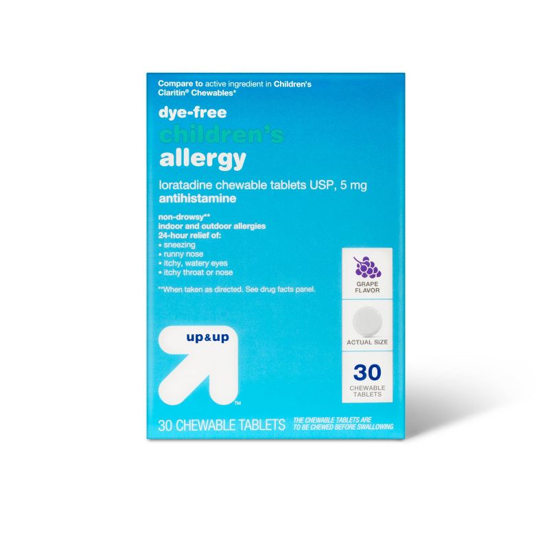 Children&#39;s Loratadine Allergy Relief Chewable Tablets - Grape - 30ct - up &#38; up&#8482;, 1 of 6