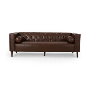 Christopher Knight Home Faraway Contemporary Faux Leather Tufted 3 Seater Sofa - 1 of 4