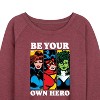 Women's - Marvel - Be Your Own Hero Lightweight French Terry Wide Neck Long Sleeve Shirt - 2 of 4
