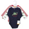 Hudson Baby Unisex Baby Cotton Long-Sleeve Bodysuits, Christmasaurus - image 2 of 4