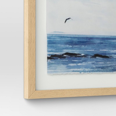 Set of 2 Natural Framed Seascape Posters