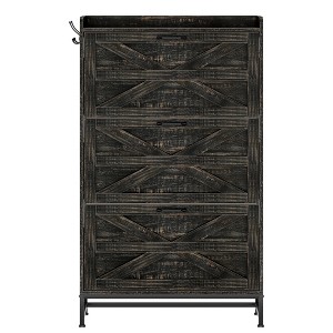 TIRAMISUBEST Gray & Charcoal Mobile Shoe Cabinet with Wheels - Space-Saving Storage Organizer for Entryway or Closet - 1 of 4