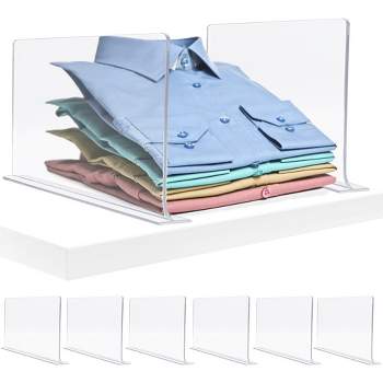 Sorbus Acrylic Adhesive Shelf Divider Organizers, w/Self Adhesive Tape, Great for Closet Organization, Separating, Kitchen Cabinets and more 6-Pack