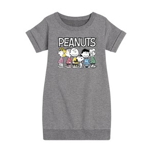 Girls' - Peanuts - Peanuts Crew Graphic Short Sleeve Fleece Dress - 1 of 4