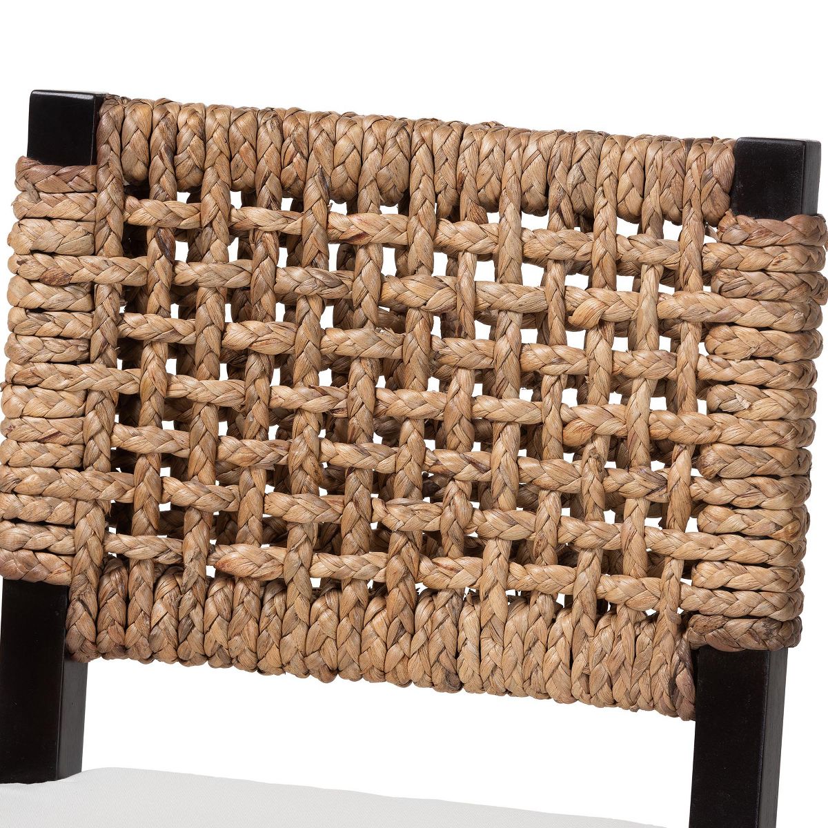 bali & pari Alise Modern Bohemian Dark Brown Mahogany Wood and Seagrass Dining Chair - thumbnail 6
