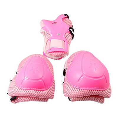 X AUTOHAUX Rose Pink Skating Gear Knee Elbow Pads Wrist Support 5" x 3" x 0.6"