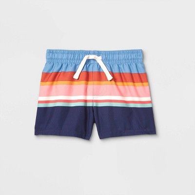 Baby Boys' Printed Multi Striped Swim Shorts - Cat & Jack™ 0-3M