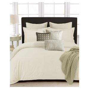 3pc 350 Thread Count Cotton Percale Solid Duvet Cover Set - Tribeca Living - 1 of 3