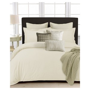 Ivory 350tc Cotton Percale Solid Duvet Cover Set (King) 3pc - Tribeca Living