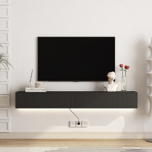 Floating TV Stand Wall Mounted with 16 Color LEDs, 69" Modern TV Stand, Floating TV Cabinet Entertainment Center for 55 60 65 Inch TV, Black - 1 of 4