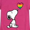 Girls' - Peanuts - Snoopy Rainbow Heart Fitted Short Sleeve Graphic T-Shirt - 2 of 4