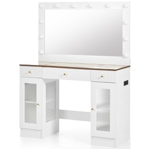 GlasFlength Stylish Multifunctional Vanity Tables with Ample Storage for Bedroom or Cloakroom Decor, Modern Design Style, White,43.3”*16.3”*56.7" - 1 of 4