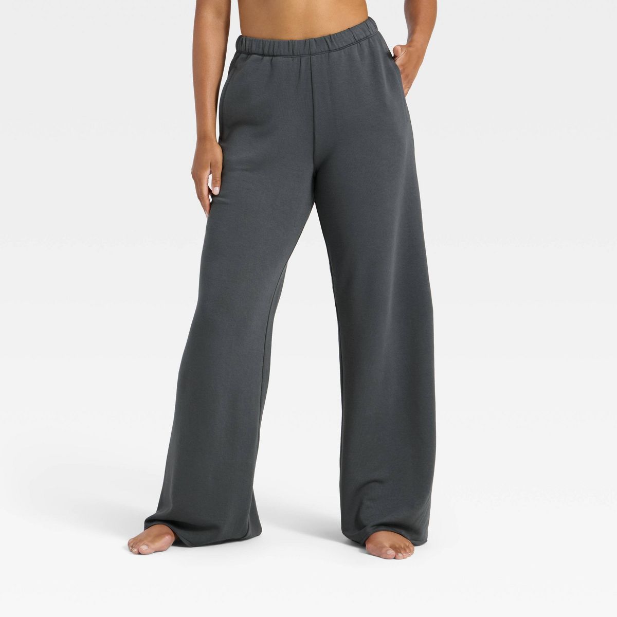 Women's PeachySoft French Terry Fleece Wide Leg Lounge Pants - Wild Fable™