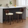 Mid Century Swivel Bar Stools Set of 2,Upholstered Faux Leather Counter Height Barstools with Walnut Back Bentwood Legs for Kitchen Island-Tanpinhause - 2 of 4