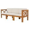 Maliang  Outdoor Backyard Patio Wood 5-Piece Sectional Sofa Seating Group Set with Cushions, Natural Finish+ Cushions - 3 of 4