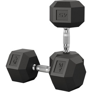 Coucheta 5-50 LB Hex Dumbbell Set of 2, Hand Weights Dumbbells Pair with Cast Iron Core, Rubber Encased Coating and Textured Carbon Steel Handle - 1 of 4