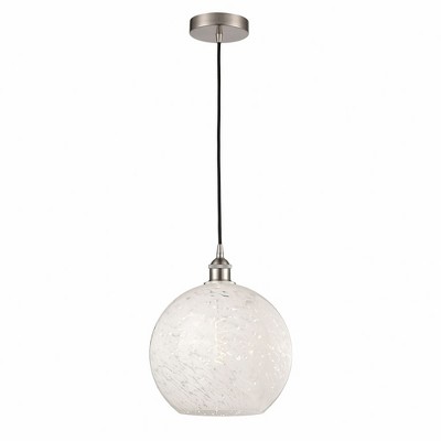 White Mouchette - 1 Light Cord Hung Pendant In Modern Style-13.5 Inches Tall and 12 Inches Wide
