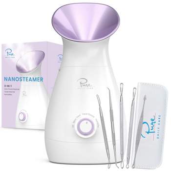 Pure Daily Care - NanoSteamer - Large 3-in-1 Nano Ionic Facial Steamer with Bonus 5 Piece Stainless Steel Skin Kit