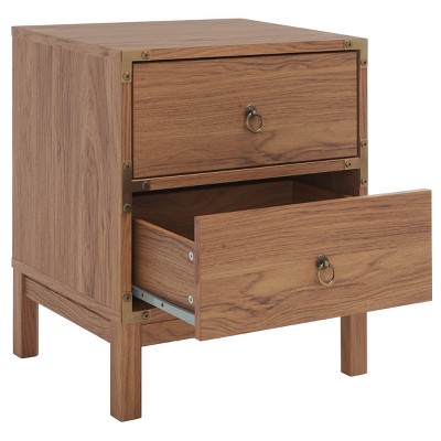 Galio Oak and Gold 2 Drawer Nightstand