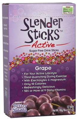 Grape Slender Sticks Active Sugar Free Grape by Now Foods  -  12 (1.7 oz ea) Stick