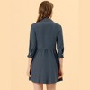 INSPIRE CHIC Women's 3/4 Sleeve Button Front Solid Color Flare Mini Shirt Dress - 4 of 4