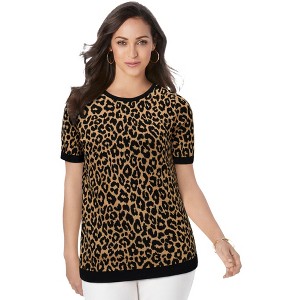 Jessica London Women's Plus Size Fine Gauge Crewneck Shell - 1 of 4
