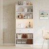 Coffee Bar Cabinet With Power Outlets LED Lights, Tall Buffet Cabinet With Glass Rack, Freestanding Home Liquor Bar Cabinet For Living Room - 2 of 4