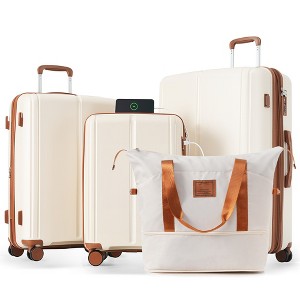 3 PCS/4 PCS/5 PCS Expandable Luggage Set(20+24+28), PP Lightweight Suitcase with Spinner Wheels and TSA Lock-ModernLuxe - 1 of 4