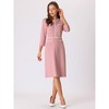 Hobemty Women's Elegant Office 3/4 Sleeve Tweed Trim Round Neck A-Line Dress - 3 of 4